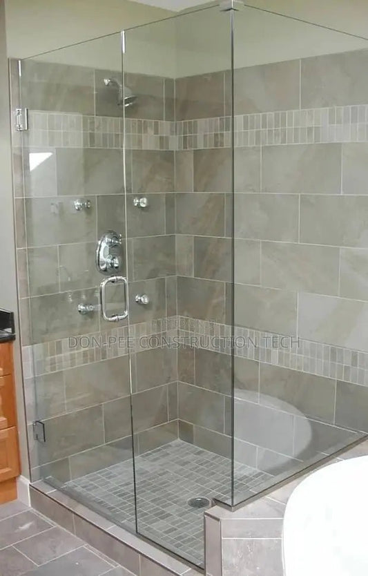 Glass panel shower - corner Installation - bricmax.com